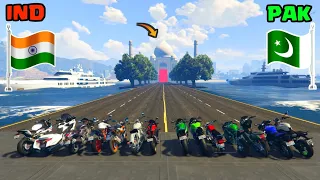 India Vs Pakistan | Gta 5 Indian Bikes Vs Pakistan Bikes Tajmahal Jump Challenge | Gta 5 Gameplay