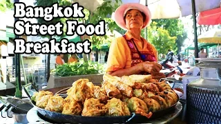 Thai Street Food in Bangkok: Breakfast at a Street Food Market in Bangkok Thailand.