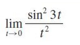 Find the limit lim t = 0 of sin^2(3t)/t^2