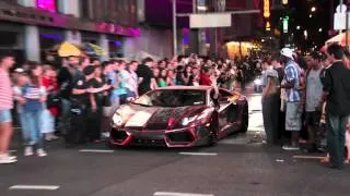 Chrome Lamborghini Aventador Driving Past Times Square