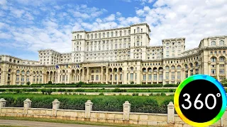 360° VR Palace of Parliament Sidewalk Bucharest Visit Romania Holiday 6K 3D Virtual Tour Reality 4K