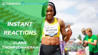 Elaine Thompson-Herah reacts to running 10.54 in Eugene - Wanda Diamond League