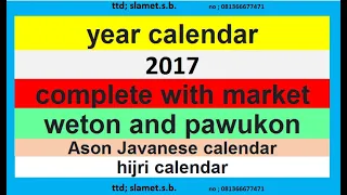 2017 calendar complete with markets - weton and pawukon