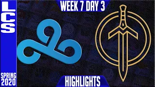 C9 vs GG Highlights | LCS SPring 2020 W7D3 | Cloud9 vs Golden Guardians