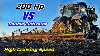 New Holland T-6070 cruising in field with double "ZORBAS" cultivator on HIGH SPEEDS [1080p] Live