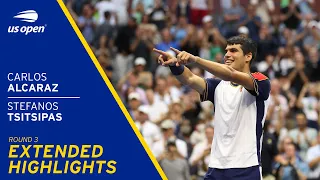 Carlos Alcaraz vs Stefanos Tsitsipas Extended Highlights | 2021 US Open Round 3