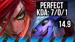 KATARINA vs TRISTANA (MID) | 7/0/1, 800+ games, Godlike | EUW Grandmaster | 14.9