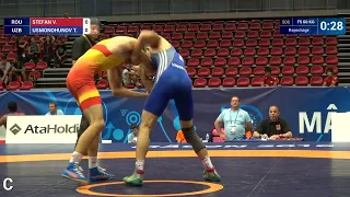 Repechage FS - 60 kg: T. USMONOHUNOV (UZB) df. V. STEFAN (ROU) by TF, 10-0