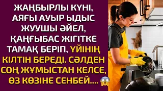 Жаңа әңгіме. ЖАҢБЫРЛЫ КҮНІ, АЯҒЫ АУЫР ЫДЫС ЖУУШЫ ӘЙЕЛ ҚАҢҒЫБАСҚА ТАМАҚ БЕРЕДІ. КЕЙІН ЖҰМЫСТАН КЕЛСЕ