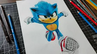 Sonic the hedgehog colour pencil drawing!! Brustro colour pencil drawing. #neetubamniyaart