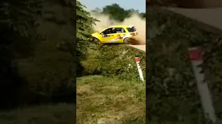 Into a creek…crew ok!                #rally #rallycar #crash #sprintrally