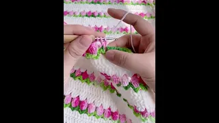 Crochet wool flower blanket