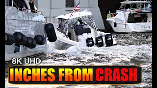 BOATS ALMOST CRASH !! MIAMI RIVER GETS WILD #12 !! 8K UHD