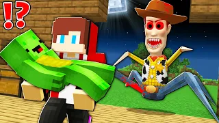 How Mikey and JJ ESCAPE From SCARY WOODY Toy Story ? - Minecraft (Maizen)