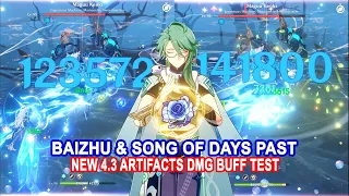 Baizhu & Song of Days Past New 4.3 Artifact : DMG Buff Test on Neuvillette & Furina Team