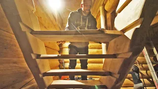 The STAIRS Are Almost DONE / Off Grid LOG CABIN Building (S3 Ep19)