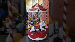 1970s Mini carousel kiddie ride (Red and white)