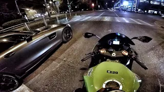 Mercedes AMG GTs (650 HP) & Kawasaki ZX6R (POV) | ШАШКИ ПО ГОРОДУ от 3-го лица