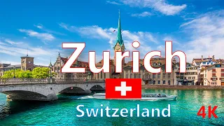 Zurich, Switzerland🇨🇭 4K : The Beautiful and Largest City of Switzerland 🇨🇭 - Summer Walking Tour