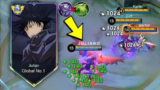 TOP GLOBAL JULIAN NEW UNLIMITED COMBO AND LIFESTEAL HACK 2024 (enemy shocked) - Mobile Legends