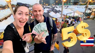 The $5 Challenge THAI STREET FOOD in a local NIGHT MARKET in Thailand 🇹🇭