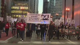Family of Anthony Alvarez protest after cops not charged in fatal shootings