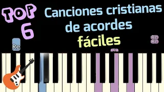6 Canciones CRISTIANAS fáciles en PIANO 🎹 Tutorial de 4 y 3  acordes para principiantes Y niños 👦