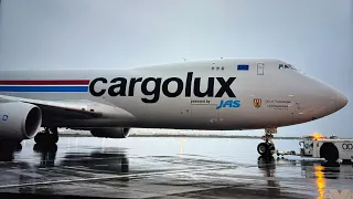 Cargolux Boeing 747-8F wet departure from AMS