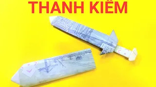 Origami - How to fold a sword with paper money #origami #diy #easy