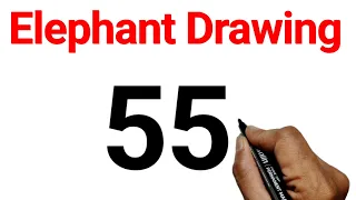 How to Draw Elephant From Number 55 l Drawing Picture l Elephant Drawing Easy From Beginners l