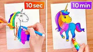 FUNNY ART HACKS & SCHOOL DIY IDEAS || First to Finish Art School Wins by 123 GO! LIVE