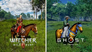 Witcher 3 Next Gen Vs Ghost Of Tsushima | Physics and Details Comparison (4K / 60 FPS )