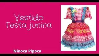 Vestido Festa Junina Infantil Luxo Babado