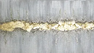 Abstract Acrylic Painting Technique with Glitter and Gold Leaf