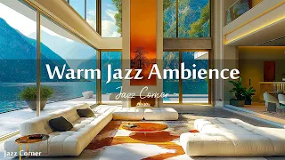 Warm Jazz Ambience ☕ Piano Jazz Music And Fireplace Sound In Luxury Apartment Space To Relax, Study