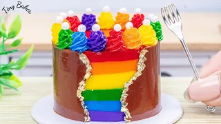 Rainbow Chocolate Cake 🌈 Satisfying Miniature Rainbow Chocolate Cake | Tiny Baker