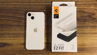 Spigen GLAStR EZ FIT Tempered Glass for iPhone 13/Pro | Unboxing + Installation Process