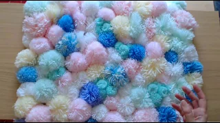 How to make a  POM POM RUG. Home made pom pom wool yarn rug.