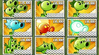 PvZ 2 Challenge - 1 PEASHOOTER Level 100 vs 1000 Gargantuar Zombie - Who is Best Plant