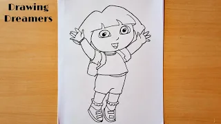 How to Draw Dora The Explorer Outline Easy Step by Step