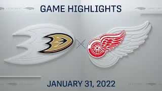 NHL Highlights | Ducks vs. Red Wings - Jan. 31, 2022