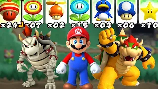 What Happens when Mario, Dry Bowser and Bowser uses Mario's Power-Ups in New Super Mario Bros. U?