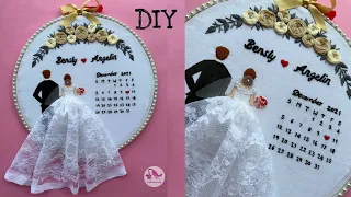 Christian Wedding Calendar Embroidery Hoop Tutorial | Couple Embroidery Hoop |DIY Bride & Groom Hoop