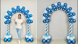 Elegant Blue & White Balloon Arch Decoration for any occasion at home