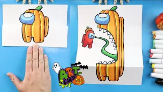 How to Draw an AMONG US PUMPKIN SURPRISE FOLD