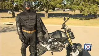 Batman helps deliver care packages to homeless people in Waco, Texas