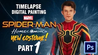 Digital Painting Spiderman Homecoming  - Avengers Invinity War Part 1 (Timelapse)