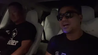 Just doing karaoke in my Tesla Model 3 with brother and son