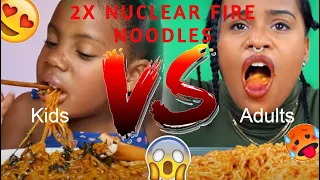 nuclear noodles challenge kids vs adults *Bleeding of the nose in video*