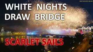 TIMELAPSE White nights draw bridge rising and Scarlet sails | Белые ночи и Алые паруса таймлапс.